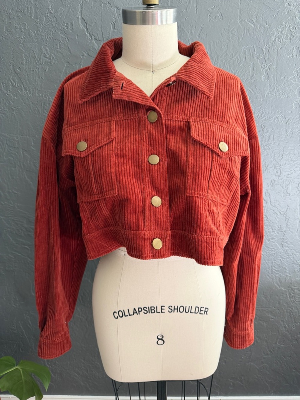 Jen's Pirate Booty Rust Corduroy Cropped Jean Jacket